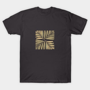 Geometric palm leaves gold on black , leaves, tropical , fall,  TeePublic T-Shirt